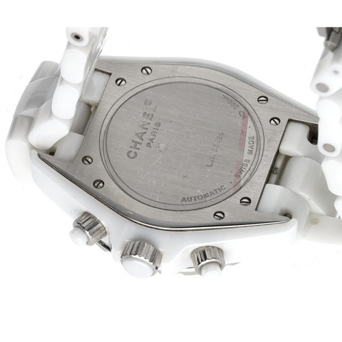 57 - Chanel J12 Chronograph automatic white ceramic wristwatch, serial no. L.N. 864xx, silvered dial, rot... 