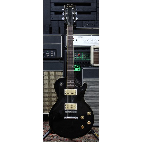 1156 - Hohner Les Paul style electric guitar, made in Japan, black finish (imperfections), within Roksak gi... 