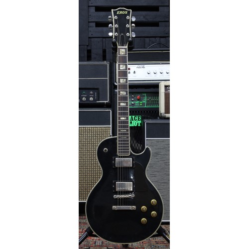 1159 - 1970s Eros Les Paul type electric guitar, made in Japan; Body: black finish, dings and scratches thr... 