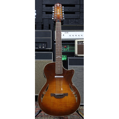 1169 - Crafter SA-12 TMVS hollow body electric guitar, made in Korea, sunburst finish, with original hard c... 