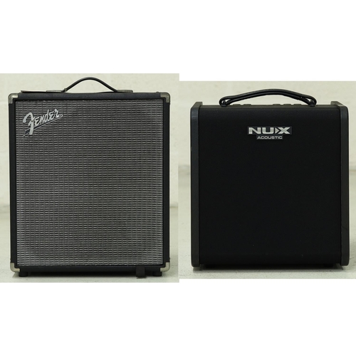 1403 - Fender Rumble 100 bass guitar amplifier; together with a Nux Acoustic Stageman II studio guitar ampl... 