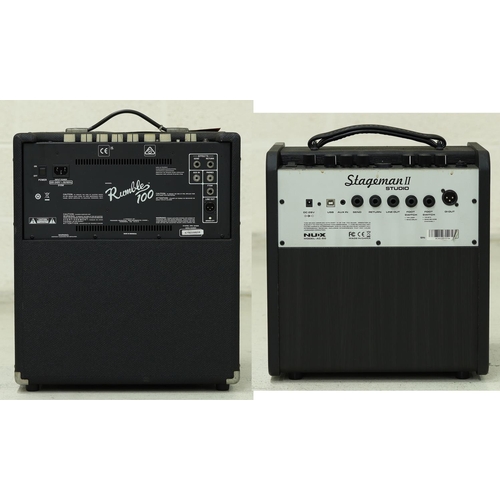 1403 - Fender Rumble 100 bass guitar amplifier; together with a Nux Acoustic Stageman II studio guitar ampl... 