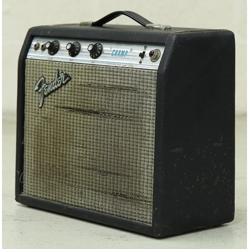 1406 - 1973 Fender Champ guitar amplifier, made in USA, with replacement Warehouse American Vintage speaker... 