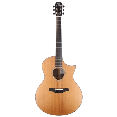 884 - Patrick James Eggle Saluda acoustic guitar, made in England; Back and sides: Indian rosewood, light ... 