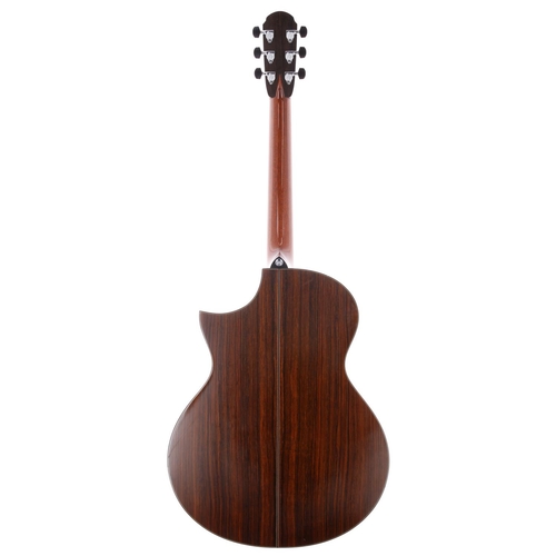 884 - Patrick James Eggle Saluda acoustic guitar, made in England; Back and sides: Indian rosewood, light ... 