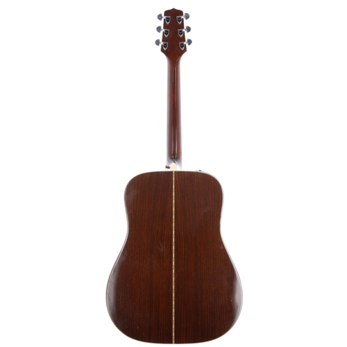 885 - 1990 Takamine FP-360 electro-acoustic guitar, made in Japan; Back and sides: Indian rosewood, buckle... 