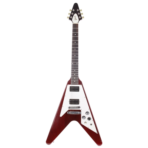 886 - 1995 Gibson Flying V electric guitar, made in USA; Body: wine red finish, blemishes and marks to edg... 