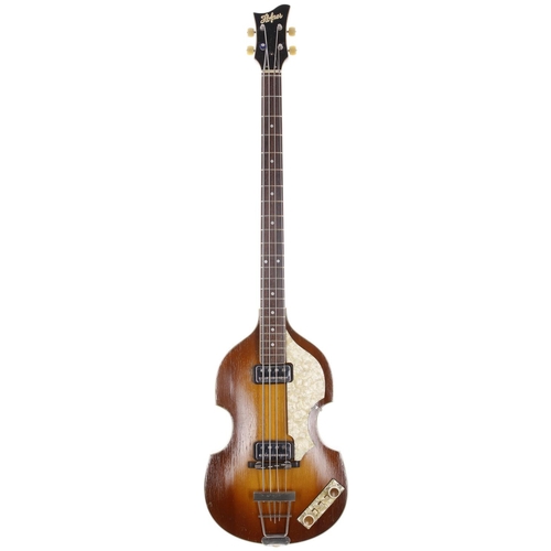 911 - 1964 Hofner 500/1 violin bass guitar, made in Germany; Body: brunette finish, fine lacquer checking ... 