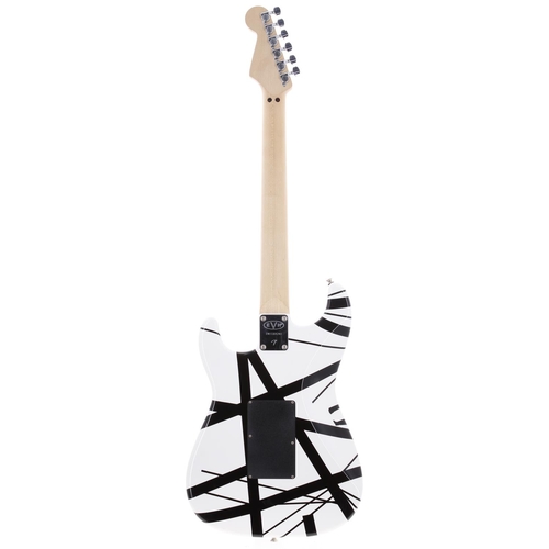 955 - 2013 EVH by Fender Striped Series White and Black electric guitar; Body: white and black stripe, lig... 