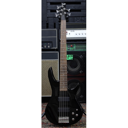 993 - 2010 Ibanez Gio Soundgear GSR205 bass guitar, black finish (imperfections), within a Westfield gig b... 