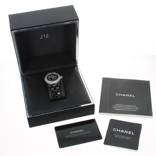 58 - Chanel J12 black ceramic lady's wristwatch, reference no. H0949, serial no. Z.H. 21xxx, circular bla... 