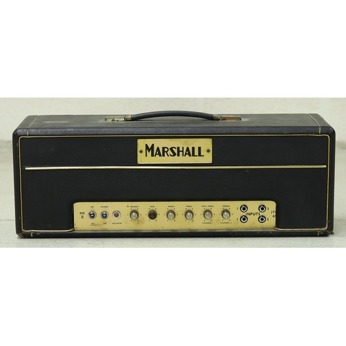 1964 Marshall JTM45 Mk II PA guitar amplifier head, made in England, with ECC83 pre-amp tubes, EL34 power tubes and GZ34 rectifier tubes (output transformer replaced)