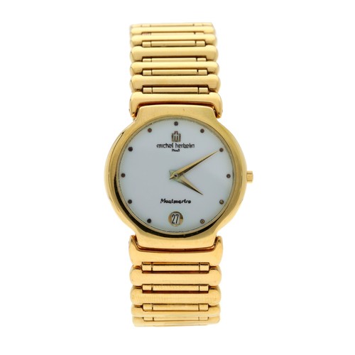 73 - Michel Herbelin Montmartre gold plated and stainless steel wristwatch, quartz, 30mm