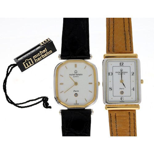 78 - Two Michel Herbelin Quartz gentleman's dress wristwatches; one with tag (2)