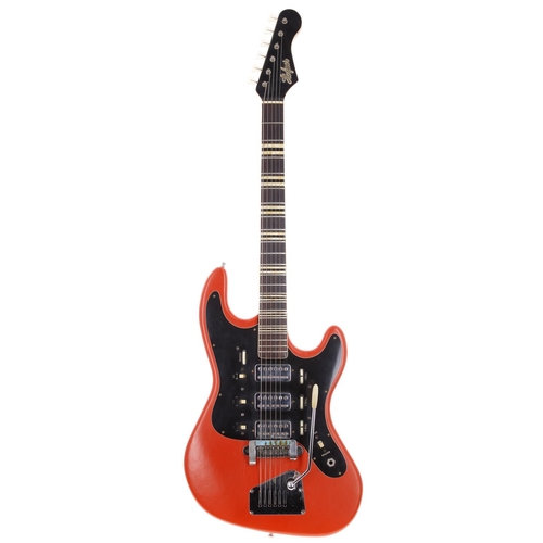 934 - Mid 1960s Hofner Galaxie 176 electric guitar, made in Germany; Body: orange/red refinish, various mi... 