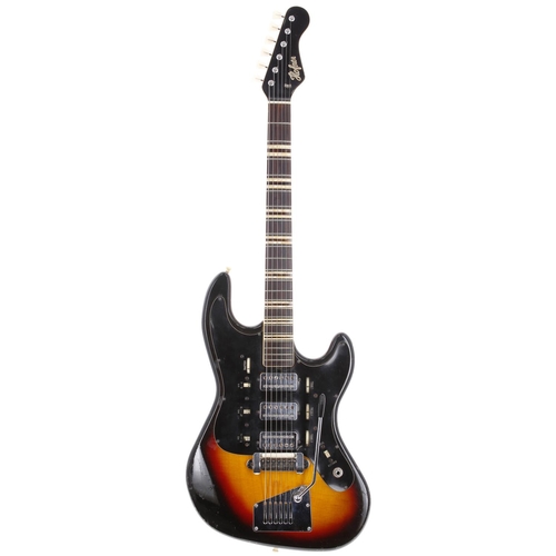 936 - Mid 1960s Hofner Galaxie 176 electric guitar, made in Germany; Body: three-tone sunburst finish, hea... 