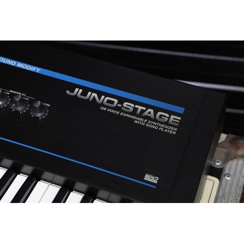 346 - Status Quo - stage used Roland Juno-Stage 128 Voice Expandable synthesizer keyboard, made in China, ... 