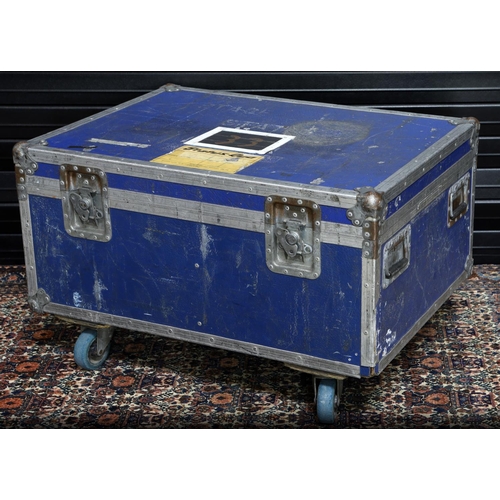 349 - Status Quo - tour used blue heavy duty flight case on wheels, bearing Status Quo stencils and Status... 