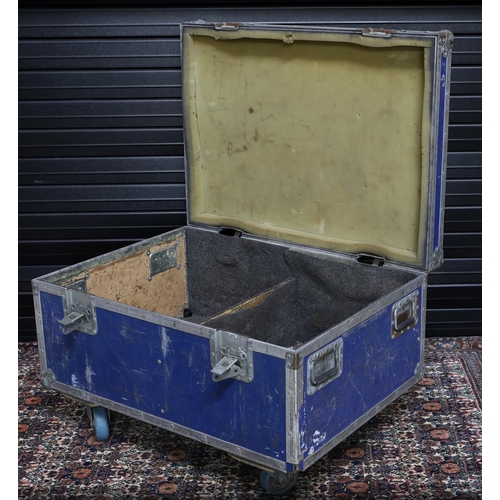 349 - Status Quo - tour used blue heavy duty flight case on wheels, bearing Status Quo stencils and Status... 