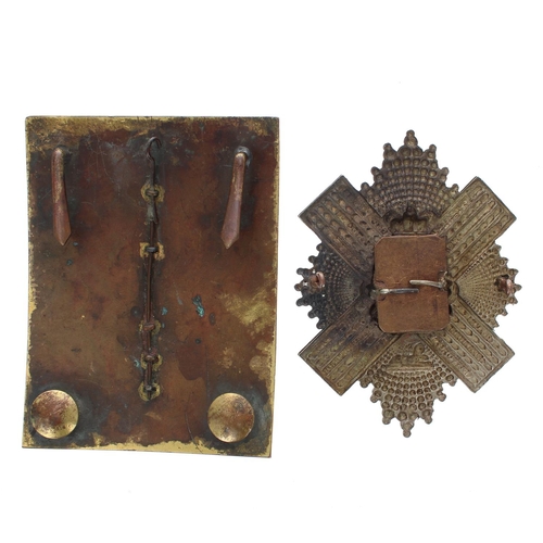 1167 - Highland Light Infantry Officer's shoulder plate, with a brass crown and H.L.I. monogram on the bugl... 