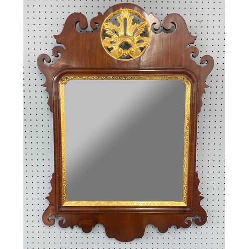 979 - Georgian gilt and walnut fretwork wall mirror, 22