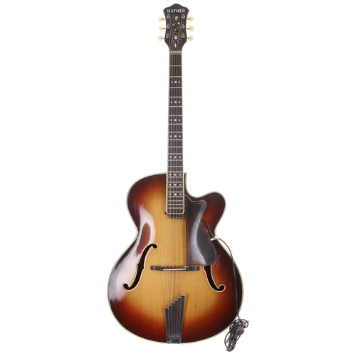 767 - 1958 Hofner President archtop guitar, made in Germany; Body: brunette finished maple back and sides ... 