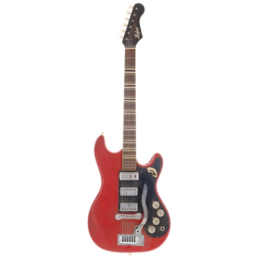 949 - 1960s Hofner Super Solid III 173 electric guitar, made in Germany; Body: original red vinyl wrap fin... 