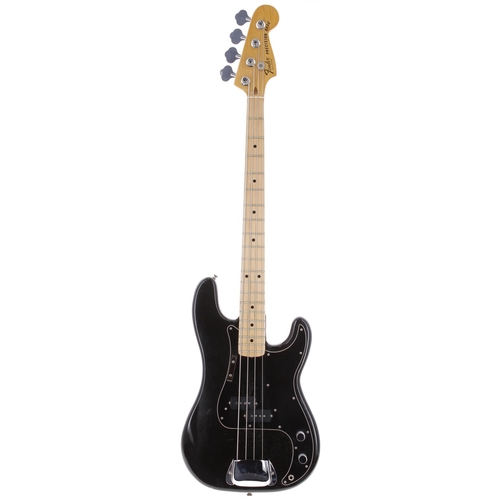 962 - 1978 Fender Precision Bass guitar, made in USA; Body: black finish, surface paint reaction in areas ... 