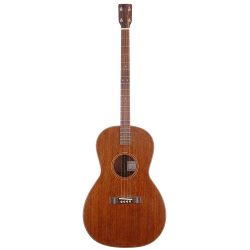 965 - 2016 Mark Mitchell left-handed acoustic tenor guitar, made in Scotland; Body: natural mahogany, a fe... 