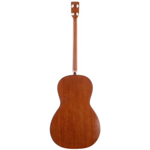 965 - 2016 Mark Mitchell left-handed acoustic tenor guitar, made in Scotland; Body: natural mahogany, a fe... 