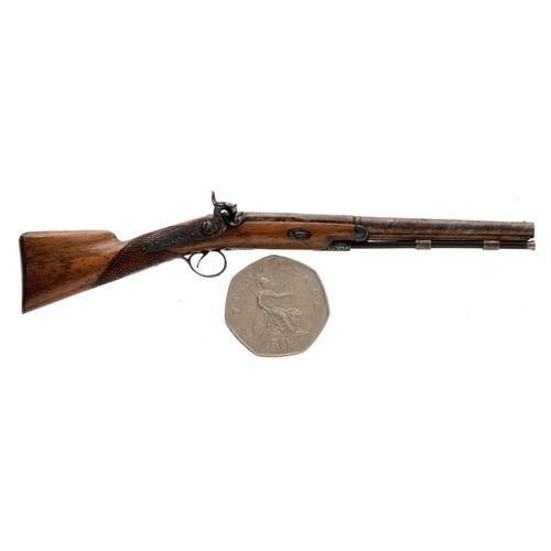 1066 - Miniature percussion sporting gun signed J.B. Palmer, walnut stock, 5.25