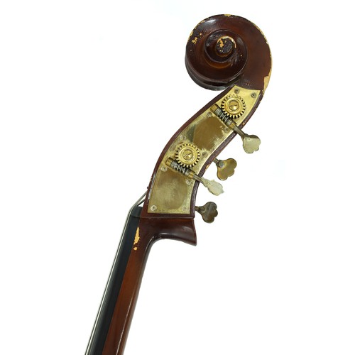 3530 - German double bass labelled Eberhard Meinel..., back length 45 1/2