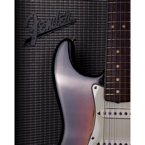 786 - 1963 Fender Stratocaster electric guitar, made in USA; Body: three-tone sunburst finish, a few very ... 