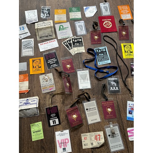 121 - Chris Cross (Ultravox) - large collection of Chris' personal AAA backstage pass stickers and lanyard... 