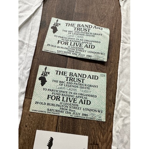 122 - Chris Cross (Ultravox) - Live Aid interest to include Chris' personal ticket stub and pass for the s... 