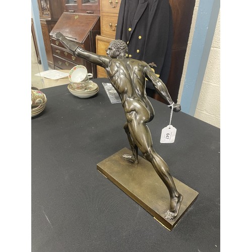 647 - Decorative bronze figural study of The Borghese Gladiator after the antique, 20th century, upon a re... 