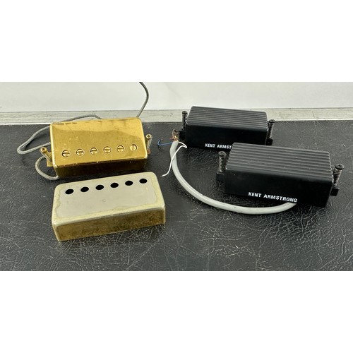 430 - Bernie Marsden - wax potted gold covered humbucker guitar pickup, probably Gibson, with spare gold c... 