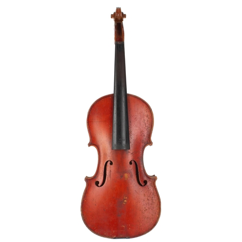 3009 - German small three-quarter size violin labelled Christian Meisel...Klingenthal, Anno 1929, 12 3/4