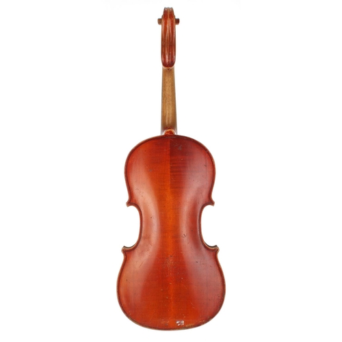 3009 - German small three-quarter size violin labelled Christian Meisel...Klingenthal, Anno 1929, 12 3/4