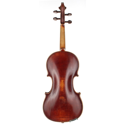 3010 - Mid 19th century Mittenwald three-quarter size violin labelled Giuseppe Guarnerius..., 13 5/16