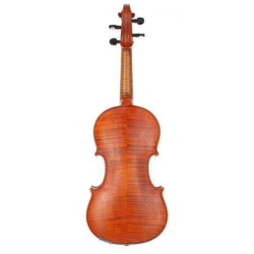 3015 - Interesting violin with fretted fingerboard indistinctly labelled Richard...1917, 14