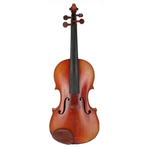 3019 - French JTL three-quarter size violin, 12 15/16