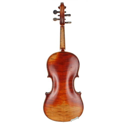 3035 - Early 19th century German three-quarter size Stradivari copy violin, 13 3/16