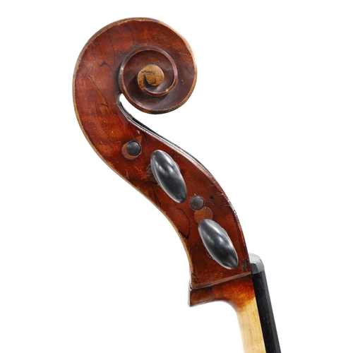 3504 - Late 19th century Dresden violoncello in need of restoration, 29 1/8