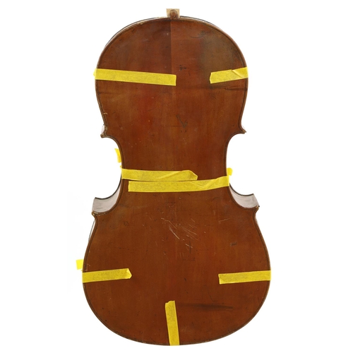 3505 - Late 19th century Markneukirchen violoncello in need of further restoration, 29 3/8