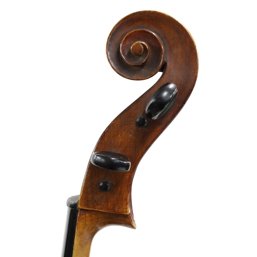 3515 - 19th century French violoncello for restoration, the two piece back of plainish wood with similar wo... 