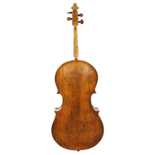 3519 - Interesting violoncello by and labelled Made by George Eggleston, Lake Lock, 1831, the two piece bac... 