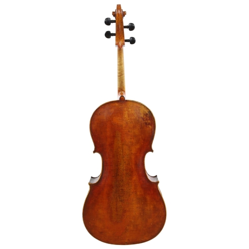 3521 - Interesting early 19th century violoncello in need of further restoration, unlabelled, the two piece... 