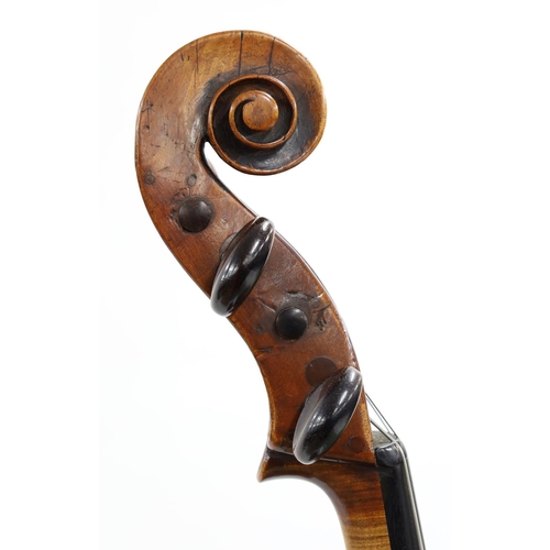 3523 - Interesting late 18th/early 19th century violoncello with inked purfling, probably English, the two ... 