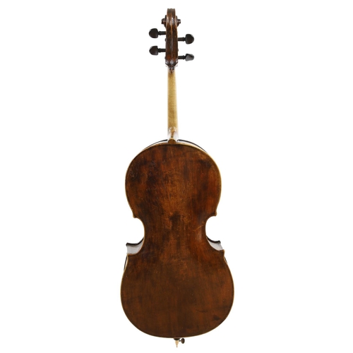 3528 - Interesting 19th century English church bass, unlabelled, with inked purfling, back length 29 7/8